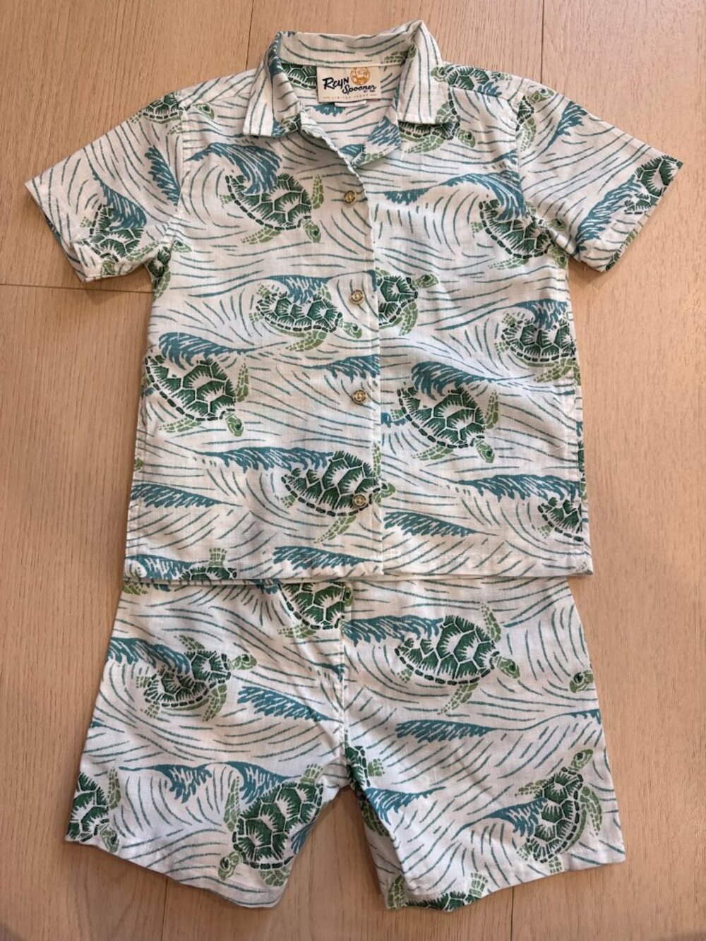 Reyn Spooner Honu (Turtle) Shirt and Shorts Set 4T White